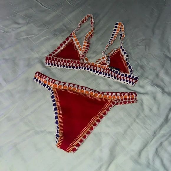 KIINI Red Bikini with Orange and Purple Trim - Picture 2 of 5